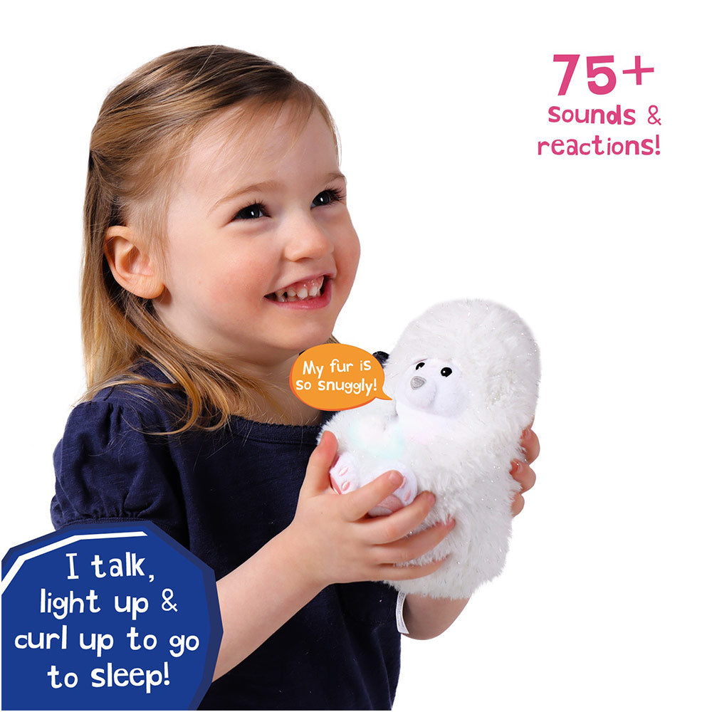 Curlimals Arctic Glow Perry Polar Bear Interactive Soft Toy With Over 75 Sounds and Reactions Responds to Touch with Lights Cuddly Fun Arctic Animal Gift For Girls and Boys Age 3+, White