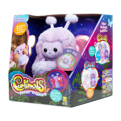 Curlimals Flutter Wonders Bella Bear Interactive Soft Toy With Over 100 Sounds and Reactions Responds to Touch with Lights and Glow Wings Cuddly Fun Enchanted Pond Animal Gift For Girls and Boys Age 3+, Purple