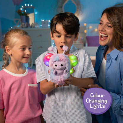 Curlimals Flutter Wonders Bella Bear Interactive Soft Toy With Over 100 Sounds and Reactions Responds to Touch with Lights and Glow Wings Cuddly Fun Enchanted Pond Animal Gift For Girls and Boys Age 3+, Purple