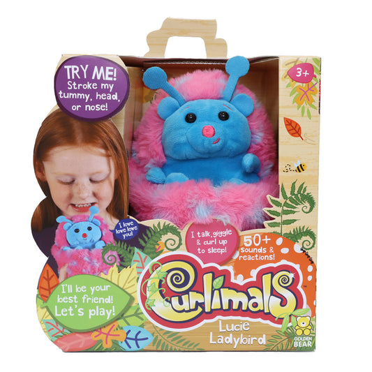 Curlimals Lucie the Ladybird Interactive Soft Toy With Over 50 Sounds and Reactions Responds to Touch Cuddly Fun Woodland Animal Gift For Girls and Boys Age 3+, Pink