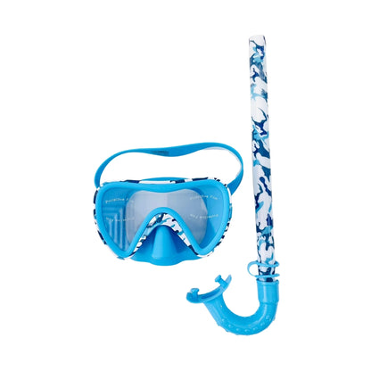 Aqua2ude Camo Mask and Snorkel Set – Blue, Adjustable Fit, Latex-Free Silicone, Comfortable & Durable Swim Gear, Ages 3+