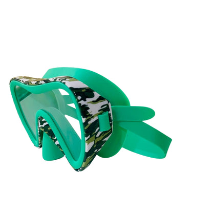 Aqua2ude Camo Mask and Snorkel Set – Green, Adjustable Fit, Latex-Free Silicone, Durable & Comfortable, Ages 3+