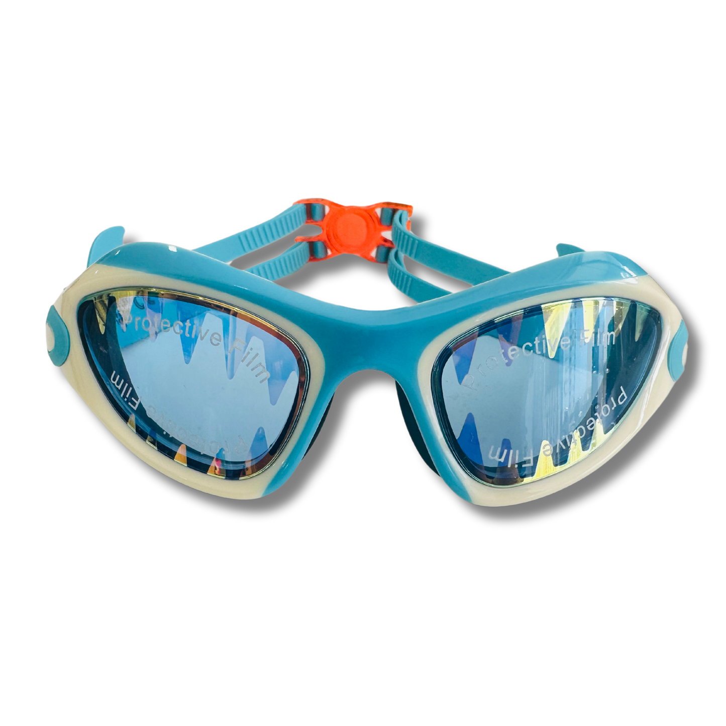 Bling2o Shark Tooth White Megamouth, Anti Fog, No Leak, Non Slip and UV Protection Kids Swim Goggles