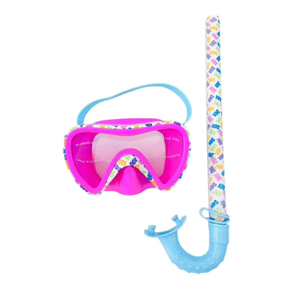 Aqua2ude Gummy Bear Mask and Snorkel Set – Pink, Latex-Free Silicone, Adjustable Fit, Fun & Kid-Friendly Swim Gear, Ages 3+