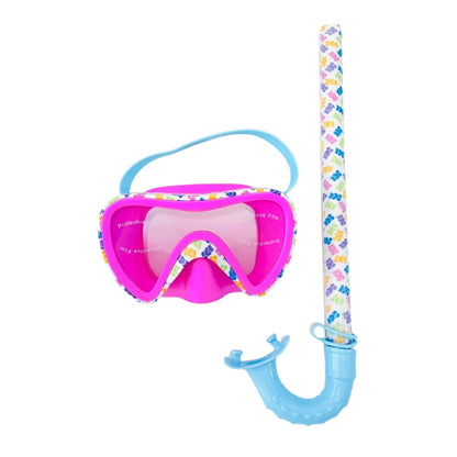 Aqua2ude Gummy Bear Mask and Snorkel Set – Pink, Latex-Free Silicone, Adjustable Fit, Fun & Kid-Friendly Swim Gear, Ages 3+