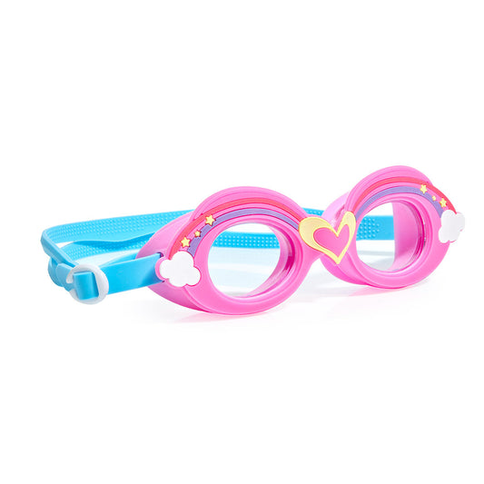 Aqua2ude Hearts and Rainbows Pink Swim Goggles for Kids