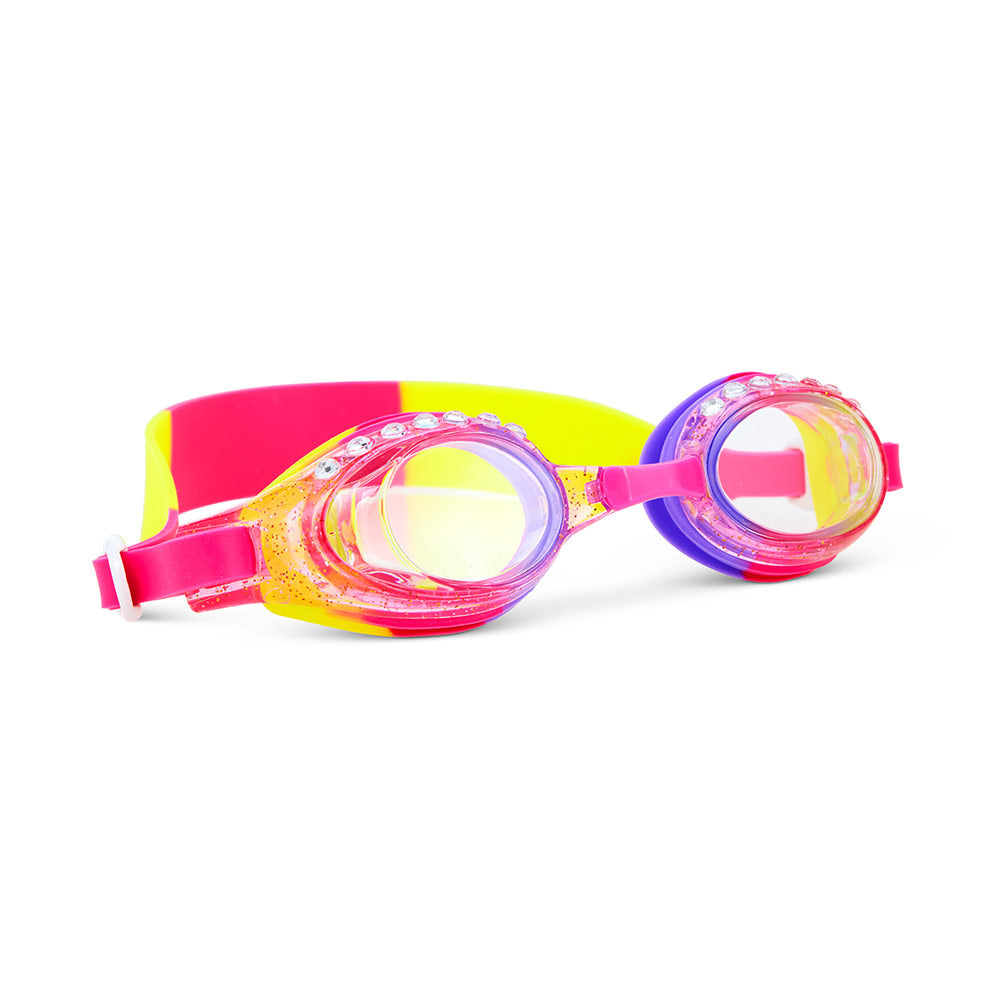 Aqua2ude Glitter Rhinestone Purple Anti-Fog, Polarized, UV Protection Kids Swim Goggles