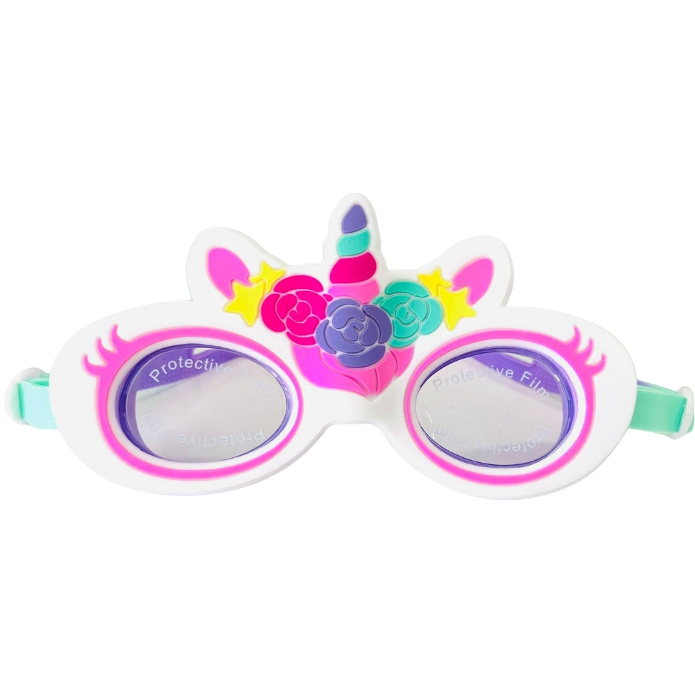 Aqua2ude Unicorn Lash Pink Kids Swim Goggles – Polarized UV Protection, Anti-Fog, Latex-Free, Comfortable Fit with Hard Case, Ages 3+