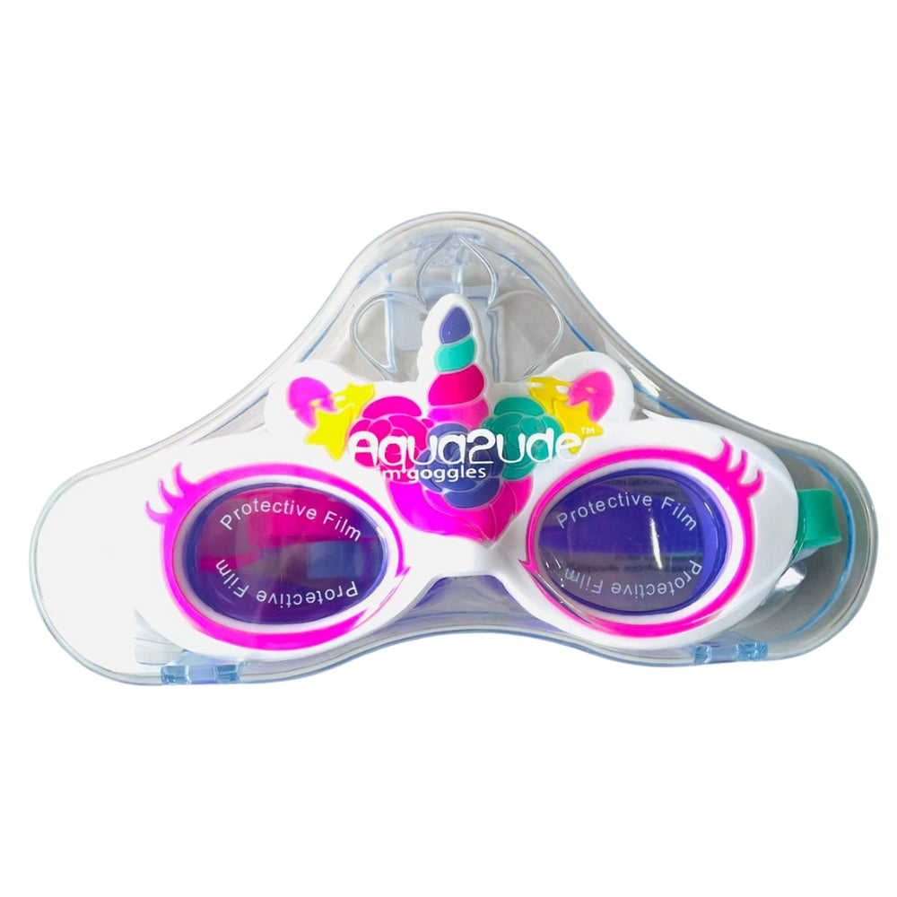 Aqua2ude Unicorn Lash Pink Kids Swim Goggles – Polarized UV Protection, Anti-Fog, Latex-Free, Comfortable Fit with Hard Case, Ages 3+