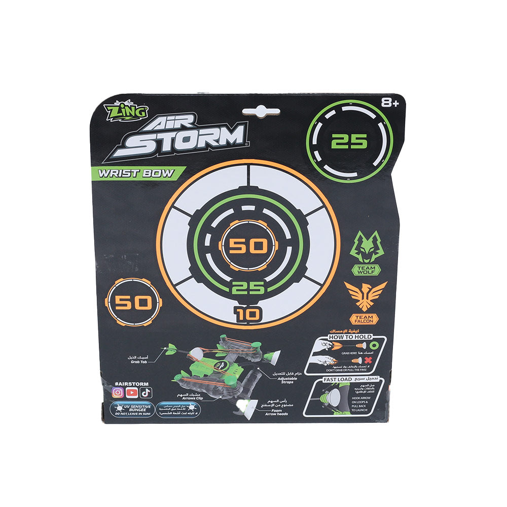 Zing Air Storm Wrist Bow Launcher Set with Zartz Suction-Cup Arrows Fast-Load Wearable Shooter, 40ft Power Range, Adjustable Straps, Action Toy for Kids Ages 8+