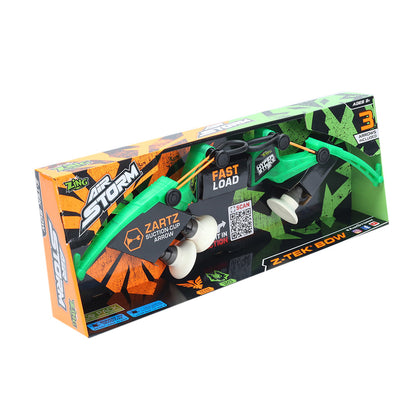 Zing Air Storm Z-TEK Bow Launcher Set with Zartz Self-Suction Arrows Fast-Load Archery Blaster, Ultra-Durable Power Cords, Long-Range Foam Shooting Toy for Kids Ages 8+