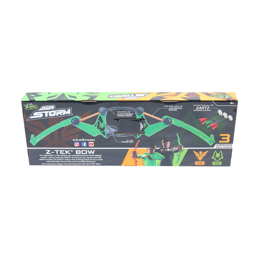 Zing Air Storm Z-TEK Bow Launcher Set with Zartz Self-Suction Arrows Fast-Load Archery Blaster, Ultra-Durable Power Cords, Long-Range Foam Shooting Toy for Kids Ages 8+