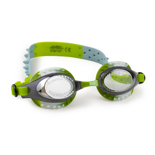 Aqua2ude Dino Green Classic Goggles – Kids Swim Goggles with UV & Anti-Fog Lenses, Includes Hard Case