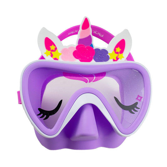 Aqua2ude Purple Unicorn Swim Mask for Kids – Full-Face Anti-Fog Shatterproof Lens, Premium Silicone, Ages 3+, Latex-Free with Travel Case
