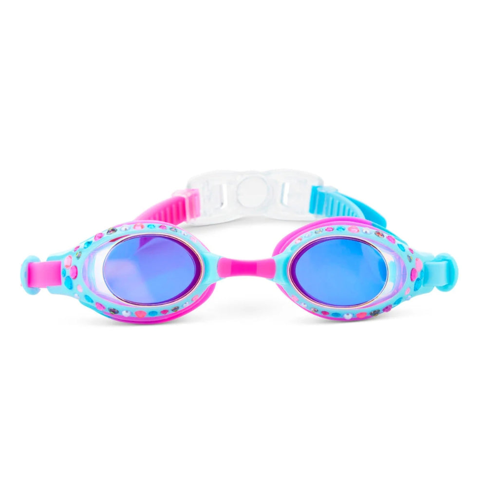 Crystal Violet Glimmering Kids Swim Goggles – Anti-Fog, UV Protection, Latex-Free Silicone, Adjustable Nose Piece & Back Clip, with Hard Case, Ages 3+