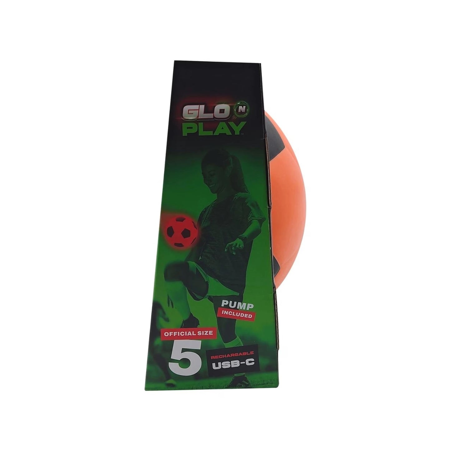 Glo N Play™ LED USB-C Rechargeable Light Up Soccer Ball Size 5 – Orange & Black Soccer Ball with Pump Included