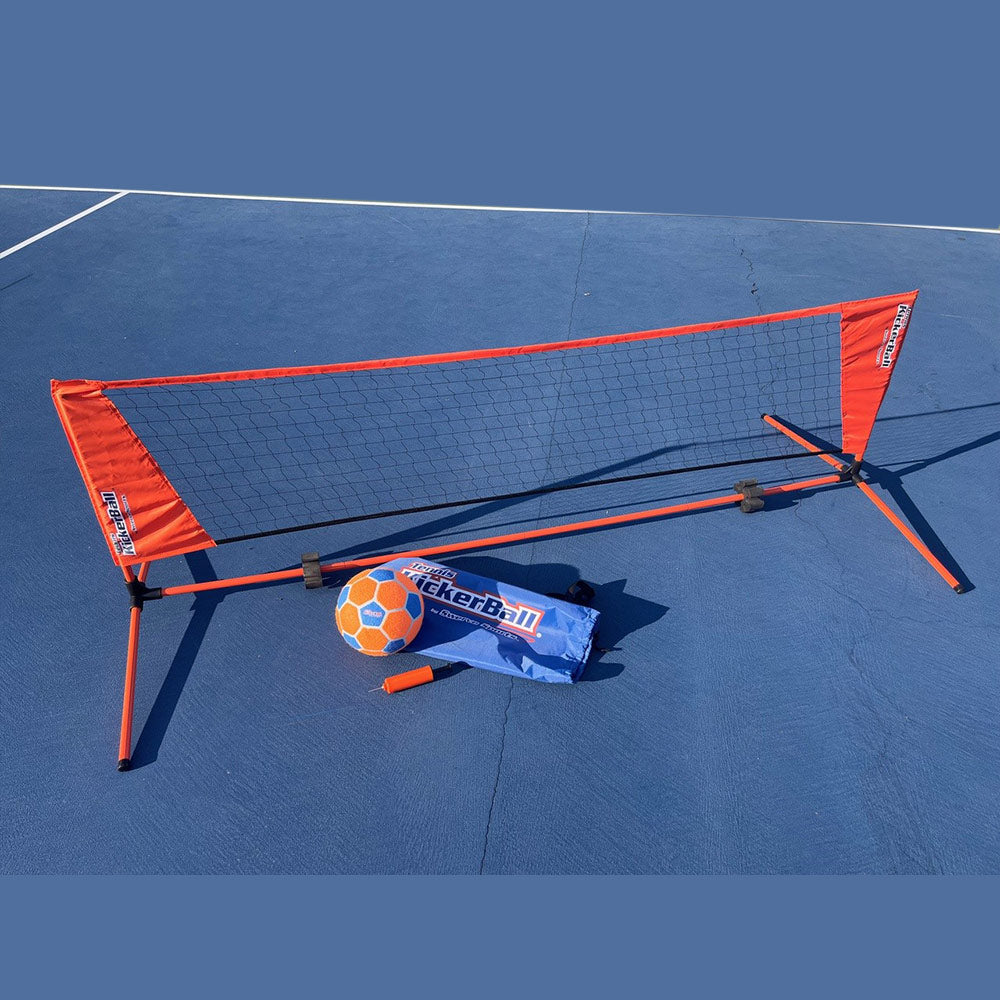Kickerball™ Soccer Tennis Set Fast-Setup Skill Challenge Game, Indoor/Outdoor Family Play with Air-Grip Ball & Carry Bag
