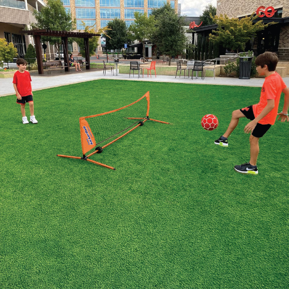 Kickerball™ Soccer Tennis Set Fast-Setup Skill Challenge Game, Indoor/Outdoor Family Play with Air-Grip Ball & Carry Bag