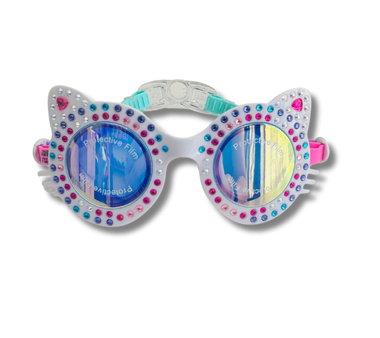 Bling2o Porcelain Paws Kitten, Anti Fog, No Leak, Non Slip and UV Protection Kids Swim Goggles