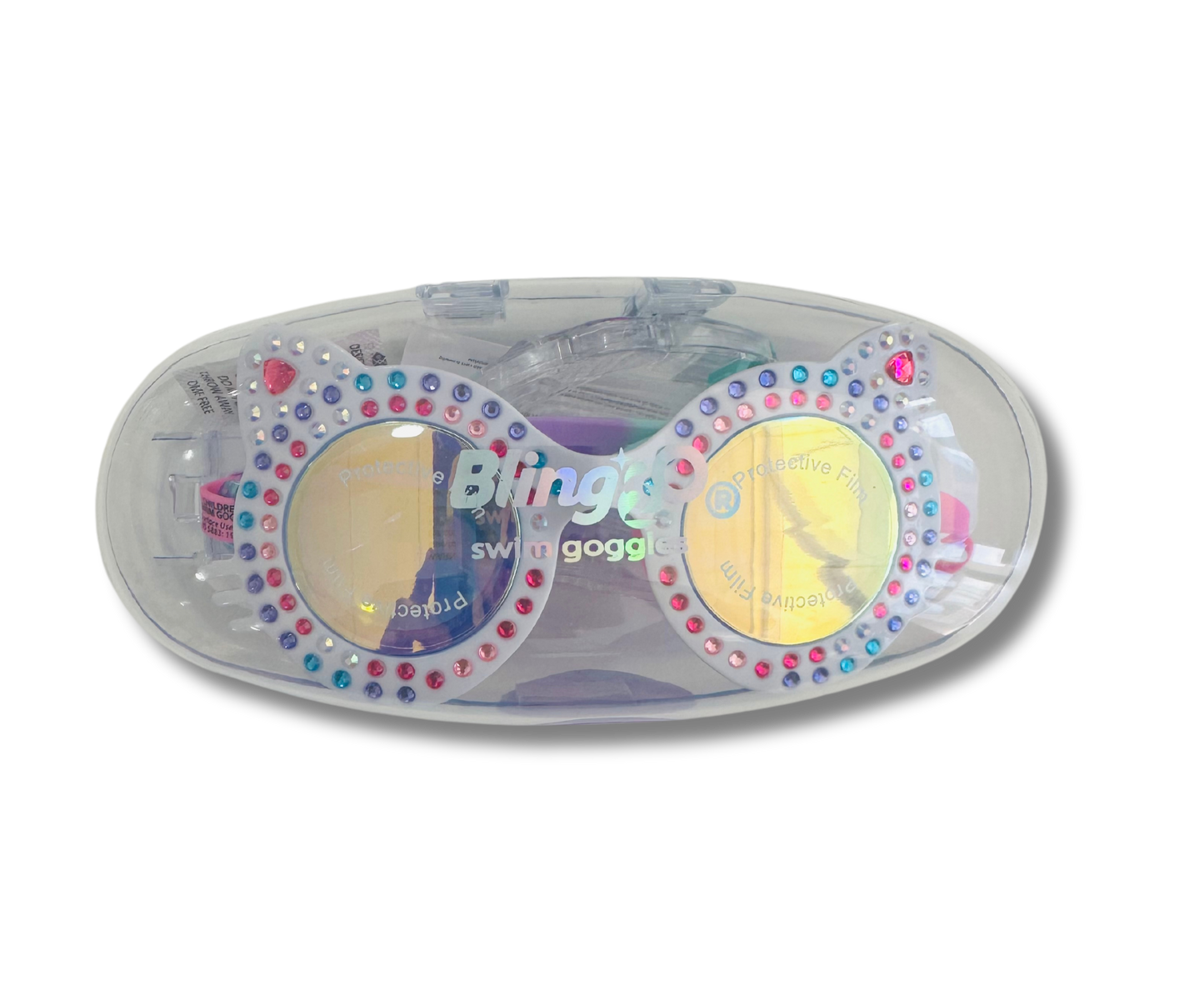 Bling2o Porcelain Paws Kitten, Anti Fog, No Leak, Non Slip and UV Protection Kids Swim Goggles