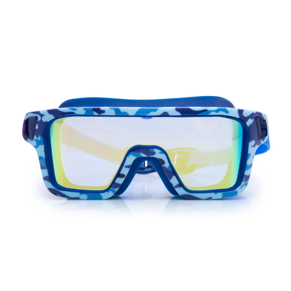 Bling2o Battleship Blue Kids' Swim Goggles – UV Protection, Anti-Fog, Latex-Free Silicone, Back Clip Strap, Ages 6+, Includes Hard Protective Case