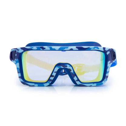 Bling2o Battleship Blue Kids' Swim Goggles – UV Protection, Anti-Fog, Latex-Free Silicone, Back Clip Strap, Ages 6+, Includes Hard Protective Case