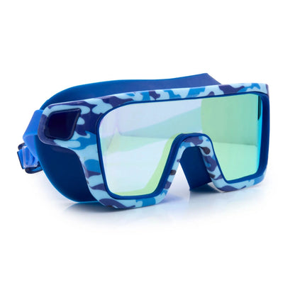 Bling2o Battleship Blue Kids' Swim Goggles – UV Protection, Anti-Fog, Latex-Free Silicone, Back Clip Strap, Ages 6+, Includes Hard Protective Case