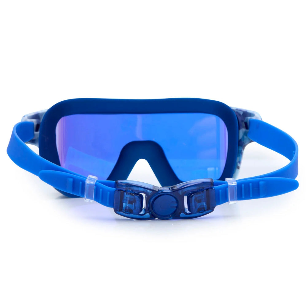 Bling2o Battleship Blue Kids' Swim Goggles – UV Protection, Anti-Fog, Latex-Free Silicone, Back Clip Strap, Ages 6+, Includes Hard Protective Case