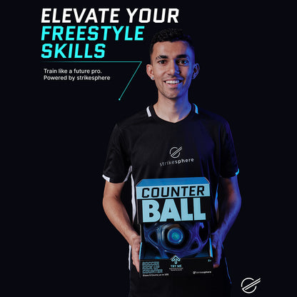 Strikesphere Counter Football – Smart Glow Soccer Ball, Interactive Indoor/ Outdoor Training Soccer Toy for Kids 6+ Years, Blue