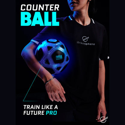 Strikesphere Counter Football – Smart Glow Soccer Ball, Interactive Indoor/ Outdoor Training Soccer Toy for Kids 6+ Years, Blue