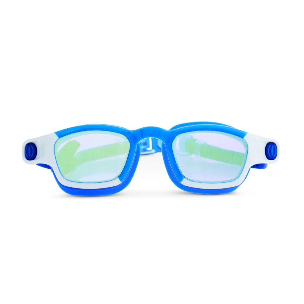 Bling2o Shark Boy Kids' Swim Goggles – Oceanic Blue, UV Protection, Anti-Fog, 100% Silicone, Ages 6+, Includes Hard Case & Adjustable Nose Pieces