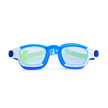 Bling2o Shark Boy Kids' Swim Goggles – Oceanic Blue, UV Protection, Anti-Fog, 100% Silicone, Ages 6+, Includes Hard Case & Adjustable Nose Pieces