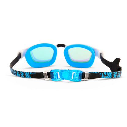 Bling2o Phantom Surfer Shark Boy Kids' Swim Goggles – Short Fin Design, UV Protection, Anti-Fog, Latex-Free Silicone, Adjustable Fit for Ages 6+, Includes Hard Case & Nose Pieces