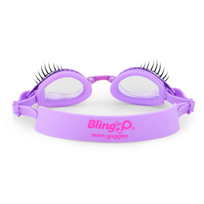 Bling2o Splash Lash Purple Polish, Anti Fog, No Leak, Non Slip and UV Protection Kids Swim Goggles