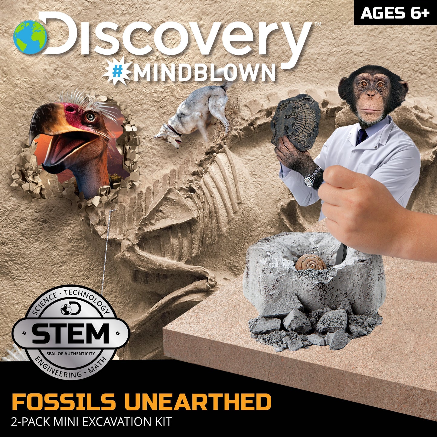 Discovery Mindblown Fossil Unearthed 2-Pack Mini Excavation Kit
