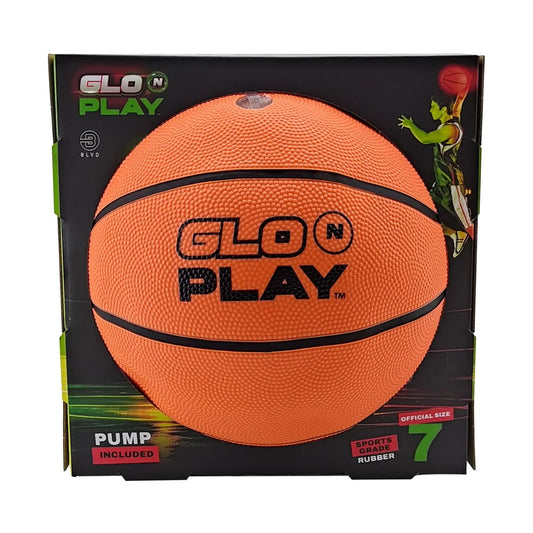 Glo N Play™ LED USB-C Rechargeable Light Up Basketball Size 7 – Official Rubber Basketball with Pump Included