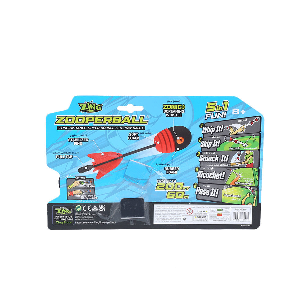 Zing Blast Off Zooperball Whistle Foam Throw Ball 200ft Flight Distance, Super Bounce Action, 5-in-1 Outdoor Play Ball for Kids Ages 8+