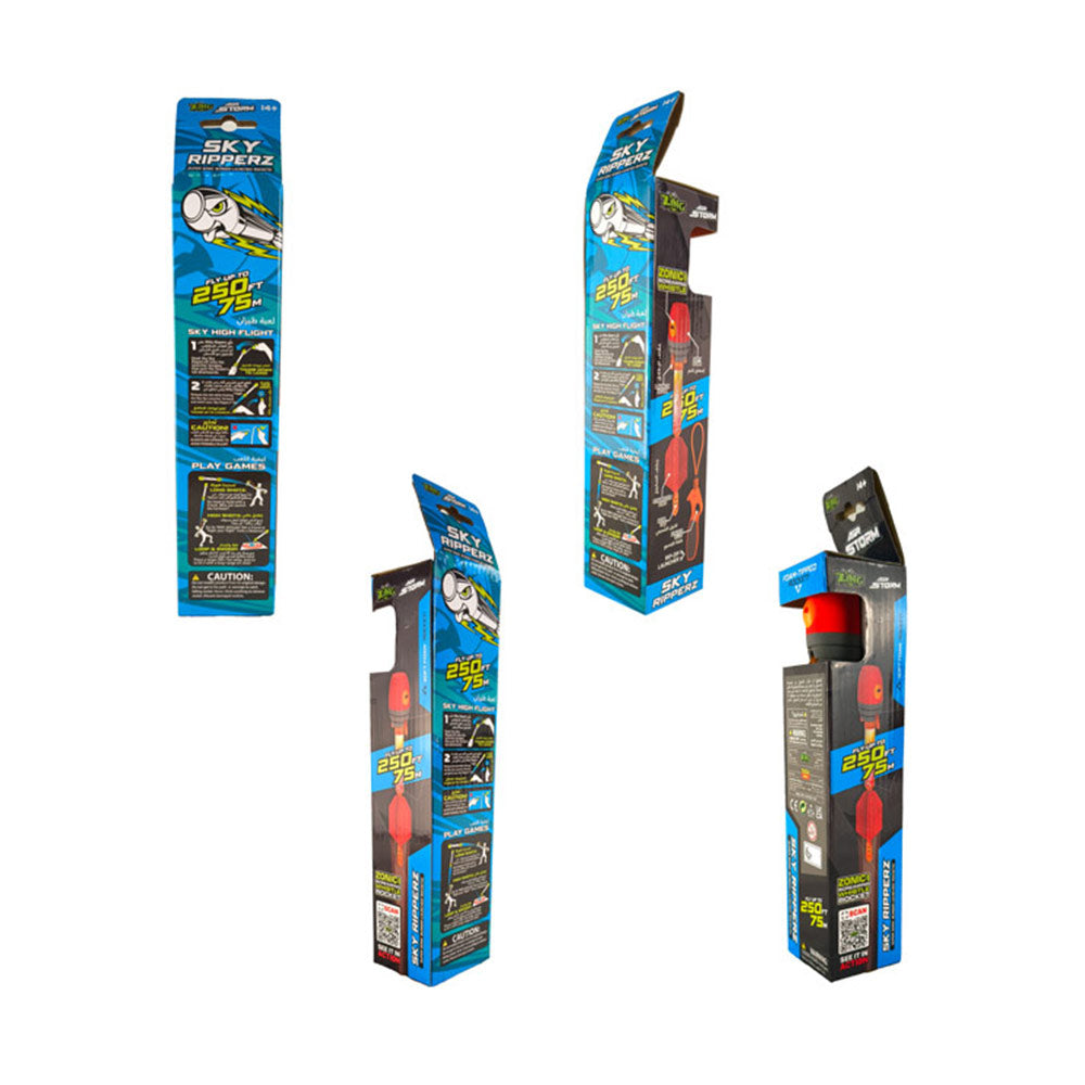 Zing Air Storm Sky Ripperz Supersonic Rocket Launcher Set Zonic Blaze Whistle Flyer, Bungee-Powered Rip-Zip Action, Long-Range Outdoor Flight Game for Kids Ages 8+.