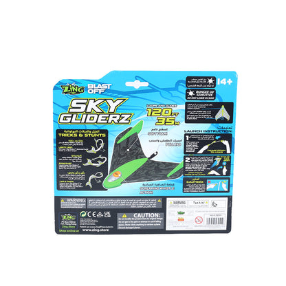 Zing Blast Off Sky Gliderz Foam Whistle Glider Set Pull-Tab Launcher, Sonic Blaze Screaming Flight, 120ft Looping & Gliding Outdoor Toy for Kids Ages 8+, Assorted Red & Green