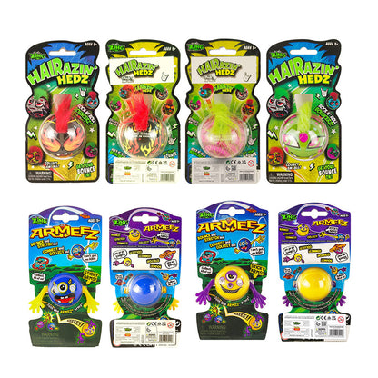 Zing Hairazin Hedz Armeez Stretchy Sticky Figures Bounce & Connect Collectibles, Assorted Colours, Interactive Sensory Toy for Kids Ages 5+