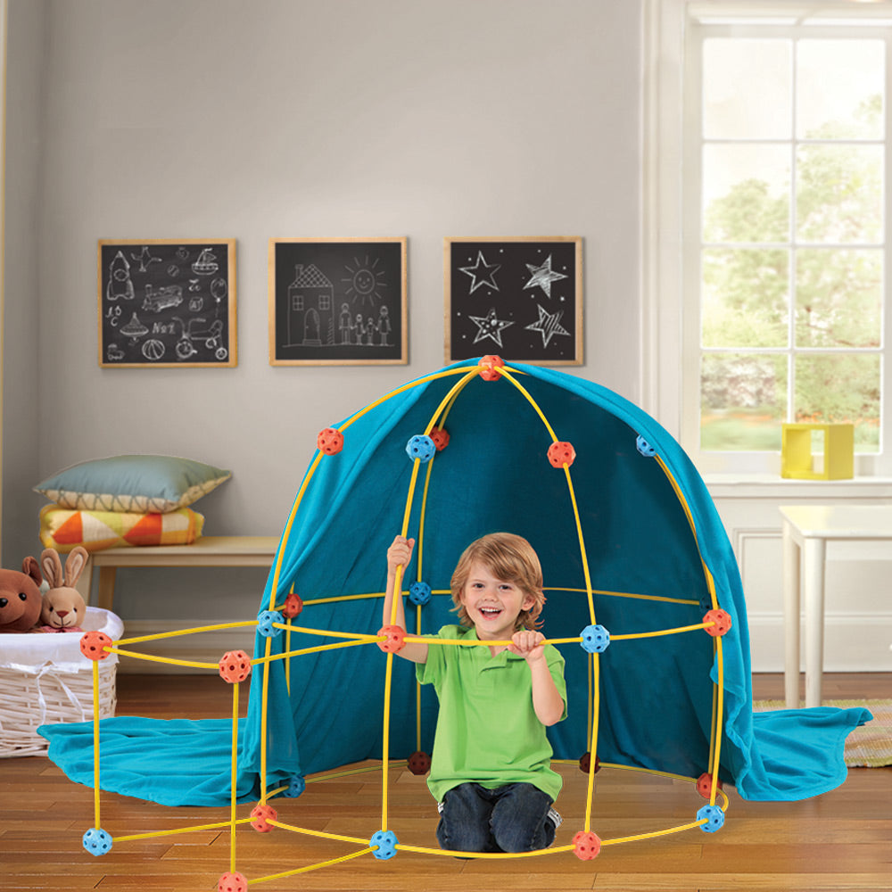 Discovery Kids STEM 69 Pieces Construction Fort Indoor or Outdoor Tent