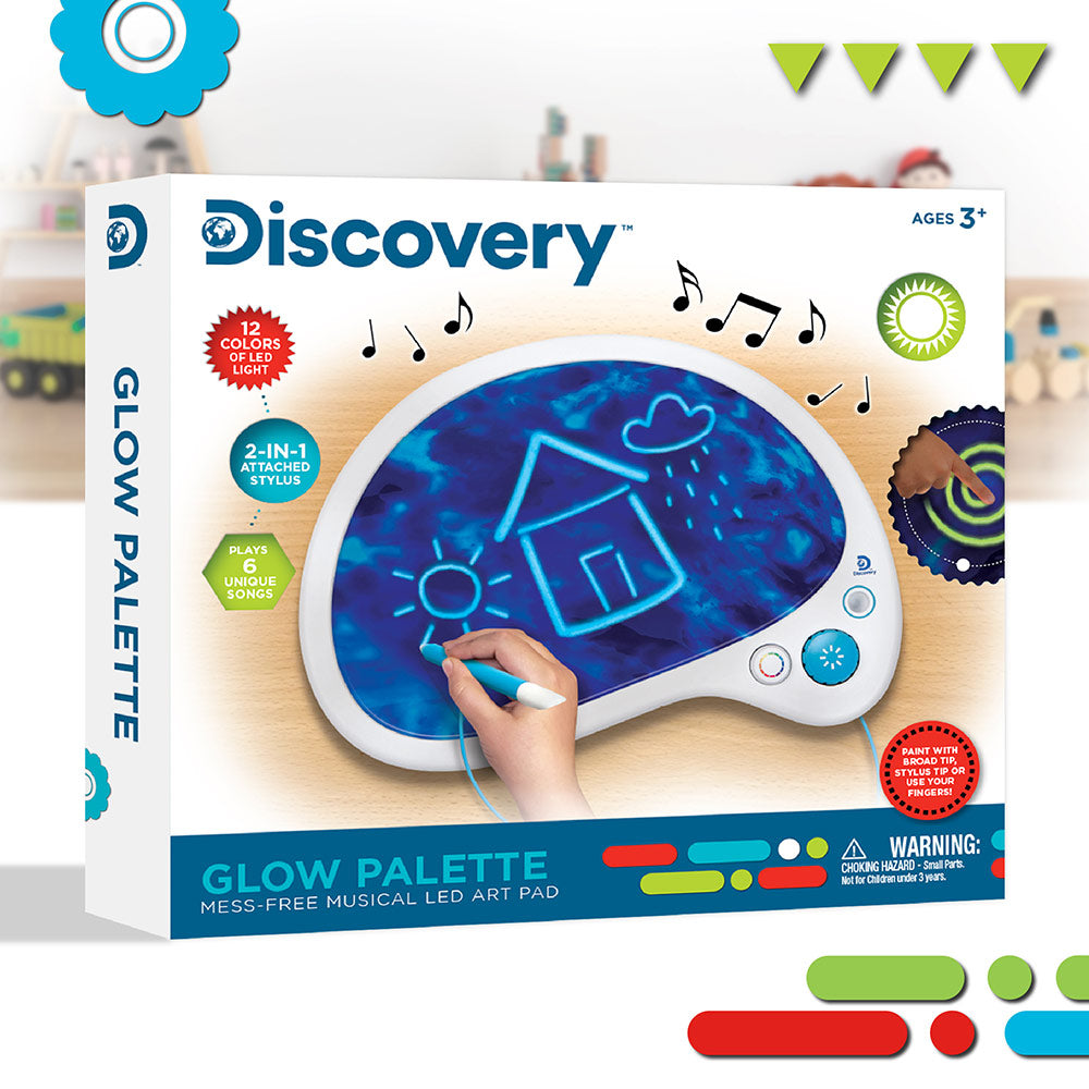 Discovery Kids Neon LED Glow Drawing Board Mess-Free Musical Art Pad