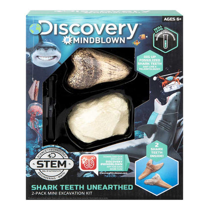 Discovery Mindblown STEM Toy Excavation Kit Mini Shark Tooth 2pc with Chisel