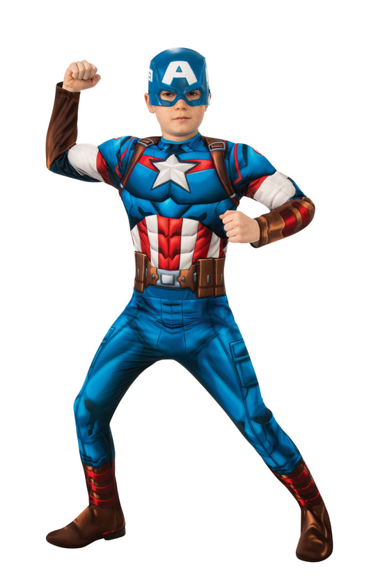 Rubie's Official Marvel Avengers Captain America Deluxe Childs Costume, Kids Superhero Fancy Dress