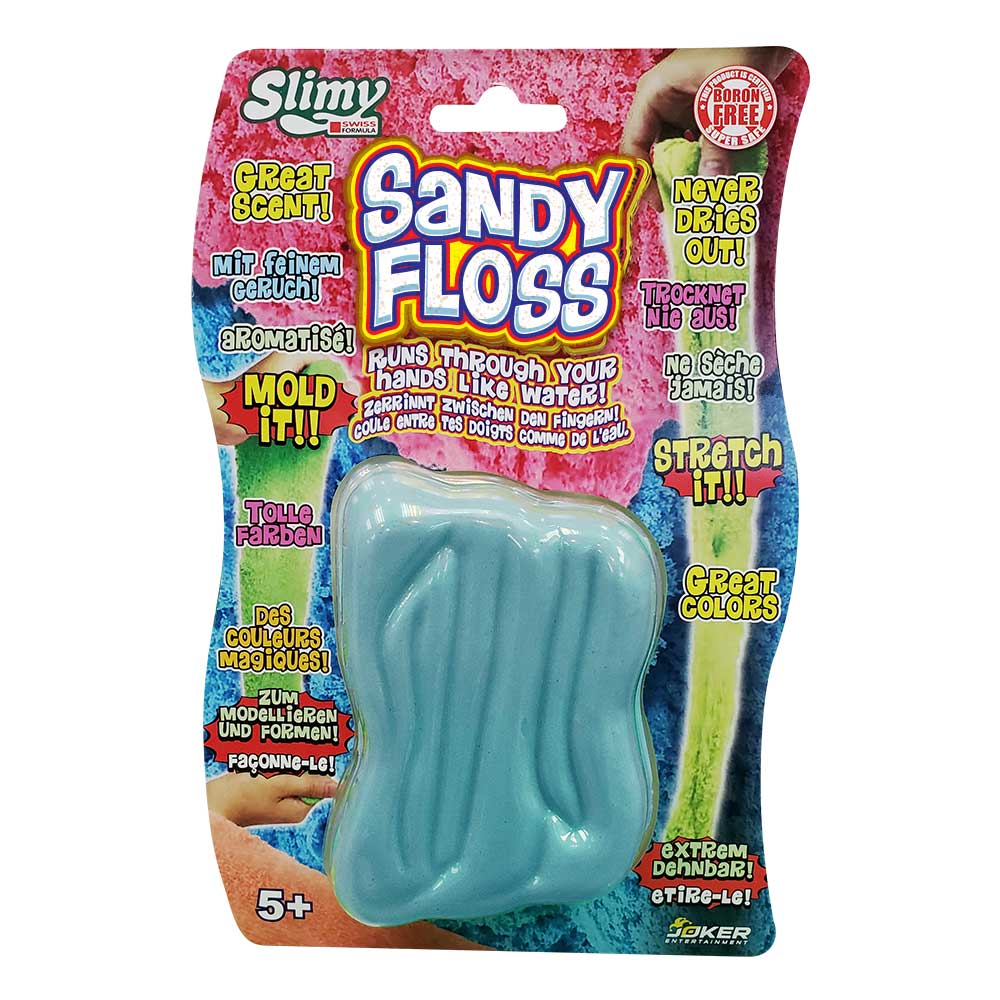 Slimy Sandy Floss Assorted Blistercard Swiss Formula for Safe, Creative Play 220 grams, 6 Different Colours