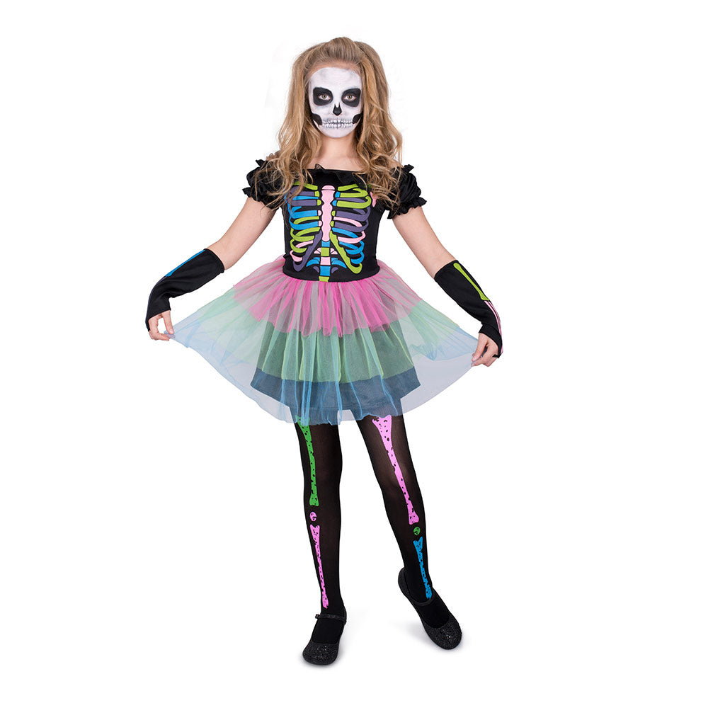 Mad Toys Neon Skeleton Tutu Dress Kids Halloween Costume Set – Costume ...