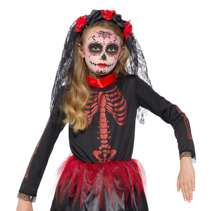 Mad Toys Red Day Of The Dead Senorita Kids Halloween Dress Up Costume