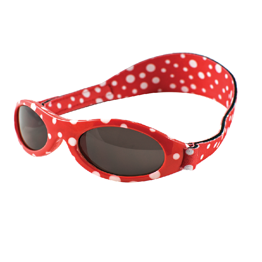 Red polka dot sunglasses with headstrap