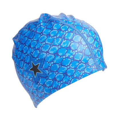 Bling2o Royal Blue Snake Print Star Swim Cap