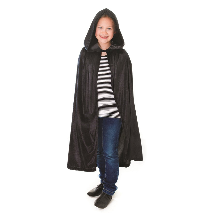 Halloween Velvet Black Hooded Cloak by Rubies Costume